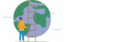 Illustration with ladder on globe