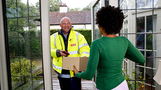 Woman greeting postie