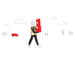 driver with boxes illustration