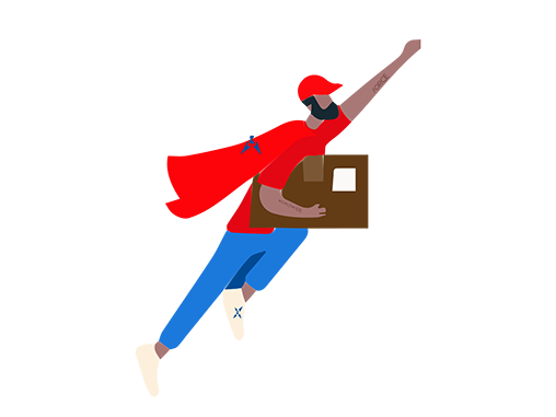 Flying postie illustration