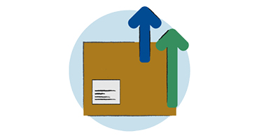 parcel upwards arrows illustration