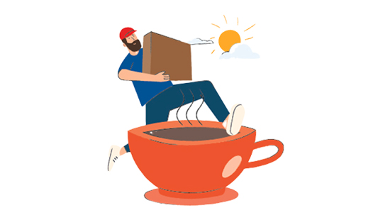 postie with parcel coffee