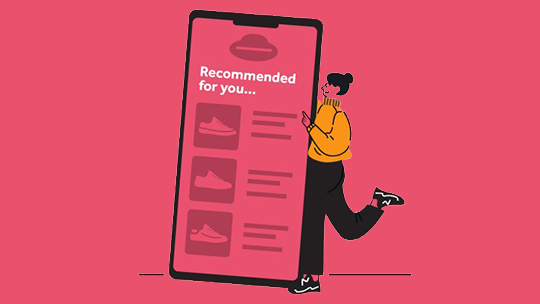 Woman with smart phone illustration recommended for you