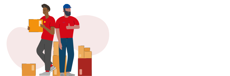 Posties delivering boxes illustration