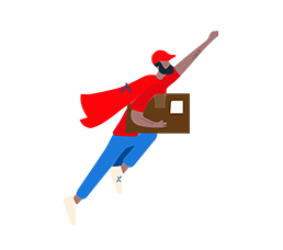 Flying postie illustration