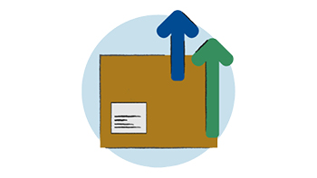 parcel upwards arrows illustration