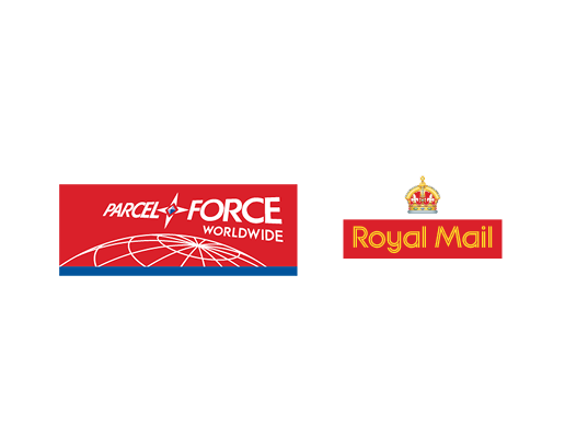 Parcelforce Royal Mail dual brand logo PFW RM